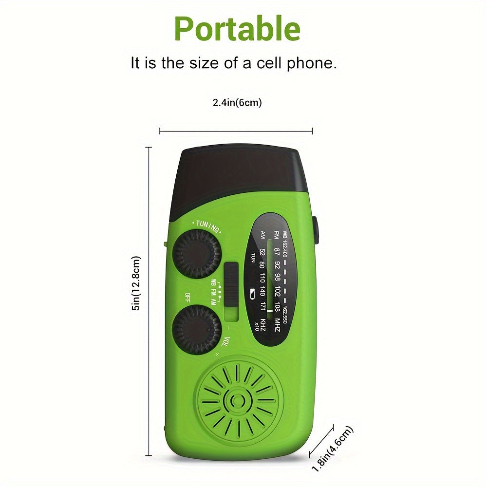 Emergency Hand Crank Radio with 2000mAh Power Bank Phone Charger, AM/FM/NOAA Portable Weather Radio with 3 LED Flashlight, Solar Powered USB Rechargeable Radio for Indoor Outdoor Camping