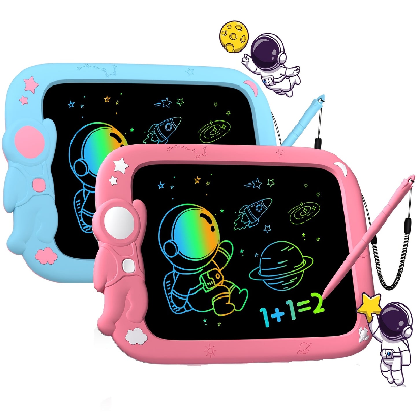 2pcs 9 Inch LCD Writing Tablet for Kids, Astronaut Colorful Drawing Pad, Kids Drawing Board, Boys and Girls Kids Learning Toys Yeas old 3-12