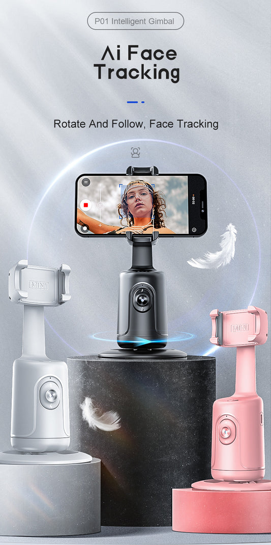 [Popular Choice] 360° Rotating Auto Tracking Phone Holder with Fast Face & Object Tracking - Portable All-in-One Smart Selfie Stick, Tripod for Vlog, Live Streaming - USB Rechargeable, Compatible with Apple, for SamSung & More - Ideal for Photography, Tr
