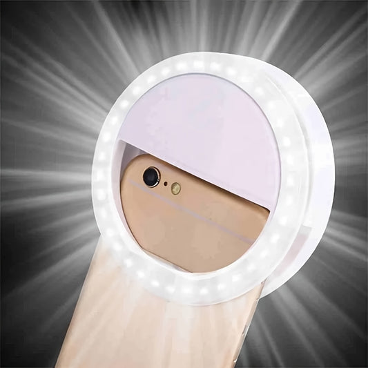 AAA Battery Mobile Phone Accessories Portable LED Ring Mini Fill Light Selfie Flash Ring Light For Phone Live Streaming Video Make Face Beauty