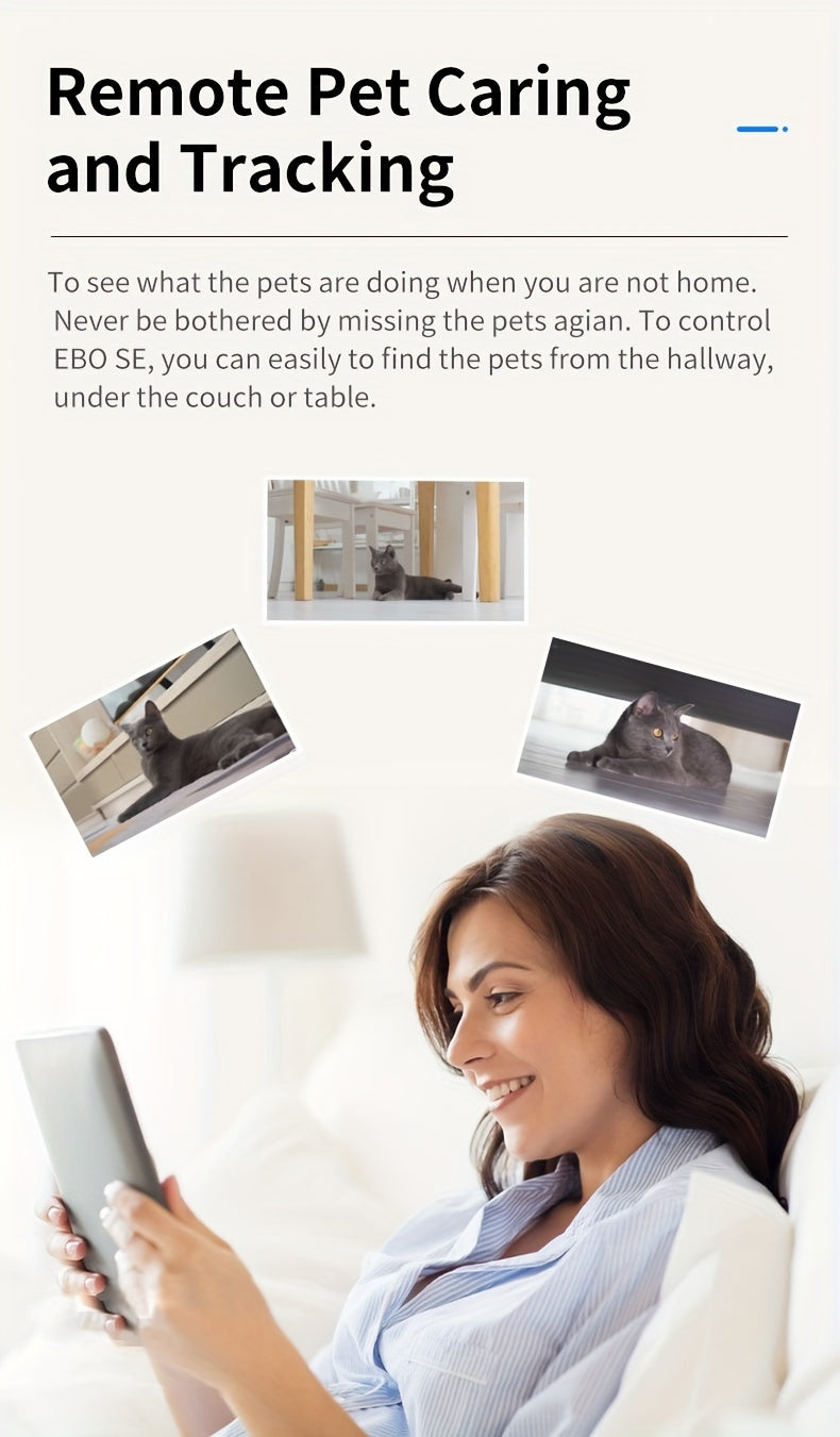 Enabot SE Home Security Camera, EBO Movable Indoor Smart Robot, 2-Way Audio, Night Vision, Auto Self-Charging, 1080P HD Video, APP WiFi Remote Control, Local SD Card Data Storage, Fix-Point Patrol And Auto Cruise For Pets, Babies And Elderly Companionshi