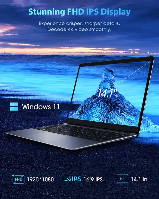 CHUWI HeroBook Pro Windows 11 Laptop, 14.1" 1920*1080 FHD IPS Display, 8GB LPDDR4 256GB SSD 1TB SSD Expand, Intel N4020, Mini HD, 2.4G/5G WiFi, Webcam, USB 3.0, TF Card, NoteBook Computer