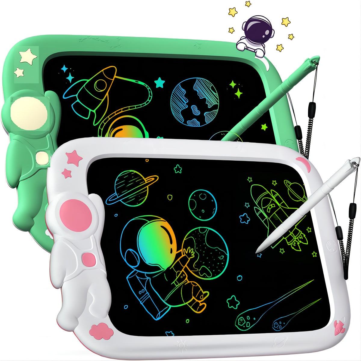 2pcs 9 Inch LCD Writing Tablet for Kids, Astronaut Colorful Drawing Pad, Kids Drawing Board, Boys and Girls Kids Learning Toys Yeas old 3-12