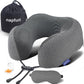napfun Neck Pillow for Traveling, Upgraded Travel Neck Pillow for Airplane 100% Pure Memory Foam Travel Pillow for Flight Headrest Sleep, Portable Plane Accessories, Striped Black