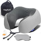 napfun Neck Pillow for Traveling, Upgraded Travel Neck Pillow for Airplane 100% Pure Memory Foam Travel Pillow for Flight Headrest Sleep, Portable Plane Accessories, Striped Black