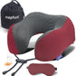 napfun Neck Pillow for Traveling, Upgraded Travel Neck Pillow for Airplane 100% Pure Memory Foam Travel Pillow for Flight Headrest Sleep, Portable Plane Accessories, Striped Black