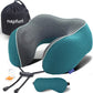 napfun Neck Pillow for Traveling, Upgraded Travel Neck Pillow for Airplane 100% Pure Memory Foam Travel Pillow for Flight Headrest Sleep, Portable Plane Accessories, Striped Black