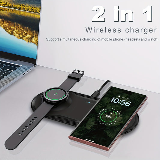 FDGAO 2-in-1 Wireless Charging Pad, Fast Charging Qi Charger, USB Type-C Connector, USB Power Mode, ≤36V Operating Voltage, with No Battery for Samsung, Smartphones & Watches