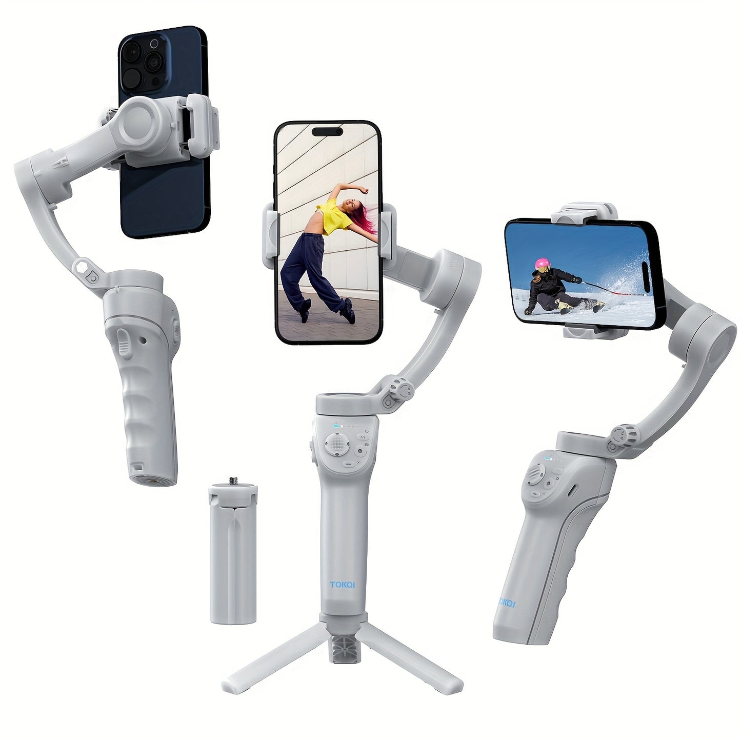 Smartphone Gimbal Stabilizer, Intelligent Gimbal, 3-Axis Smartphone Gimbal, Target Tracking, Portable and Foldable, Automatic Tracking Smartphone Stabilizer, Smartphone Gimbal with ActiveTrack, Stabilizer for Video Recording, Vlogging Stabilizer