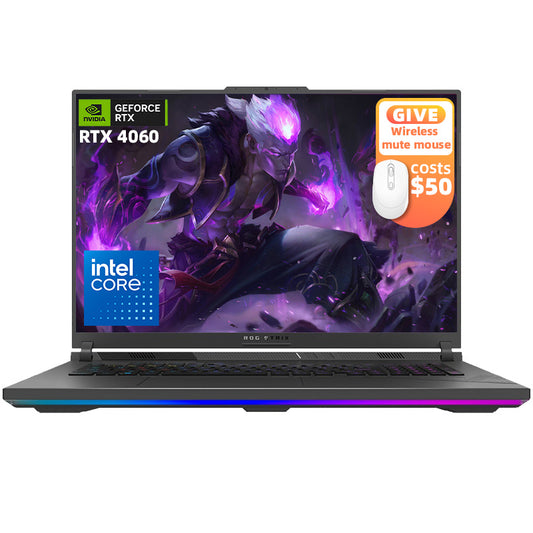 ASUS ROG Strix G18 18 inch 240Hz QHD Gaming Laptop, 14th Gen Intel 24-Core i9 14900HX, 64GB DDR5, 1TB SSD, GeForce RTX 4060, Wi-Fi 6, Windows 11 Home, with Wireless Mouse-White
