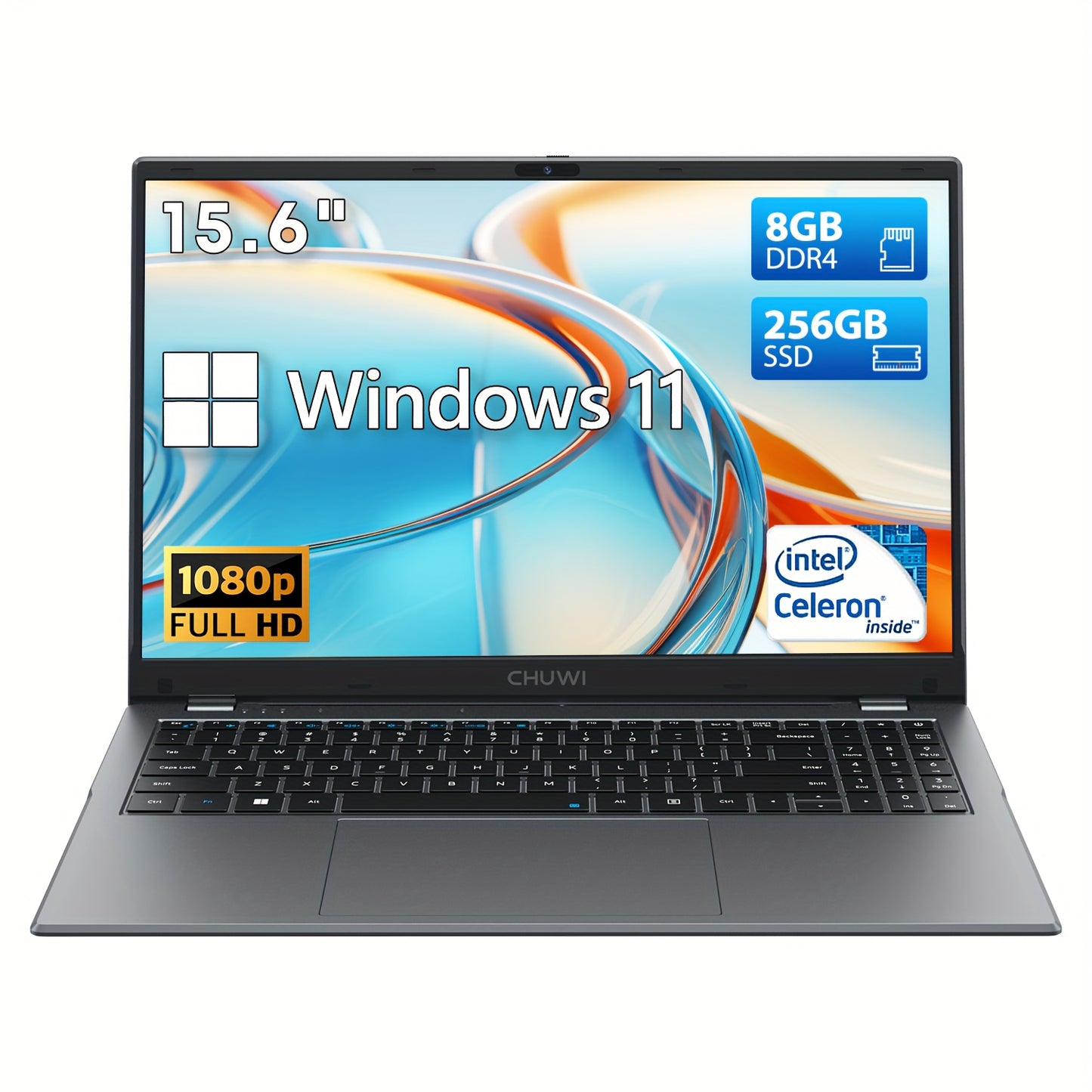 CHUWI HeroBook Plus Laptop 15.6'', 8GB DDR4 256GB SSD, 1TB SSD Expand, Intel N4020, 1920*1080 FHD IPS Display, WiFi 5, BT4.2, USB 3.0, Windows 11 Computer christmas gift