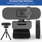 Plug & Play 4K Webcam with Auto-Zoom, Remote Control, Privacy Cover, and Built-in Mic for PC/Laptop - Ideal for Video Calls & Conferencing