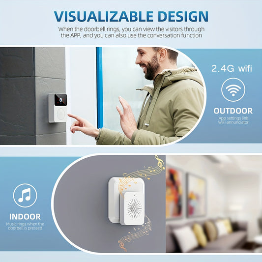 Tuya Wireless Doorbell Camera With HD Video, Night Vision & Voice Change