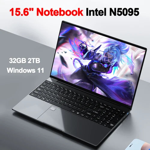 15.6" Portable Laptop Windows 1132GB Ram DDR4 2TB SSD  Notebook Pc Gamer Intel N5095 Office Computer with Backlit Fingerprint