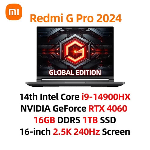 Xiaomi Redmi G Pro Gaming laptop 2024 Core i9-14900HX NVIDIA GeForce RTX 4060 RAM 16GB/32GB DDR5 1TB SSD 16-inch 240Hz Screen PC