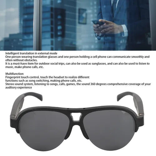 Smart Glasses Open Ear Binaural HD Microphones High Accuracy 137 Languages Translation Smart Bluetooth Sunglasses for Calling
