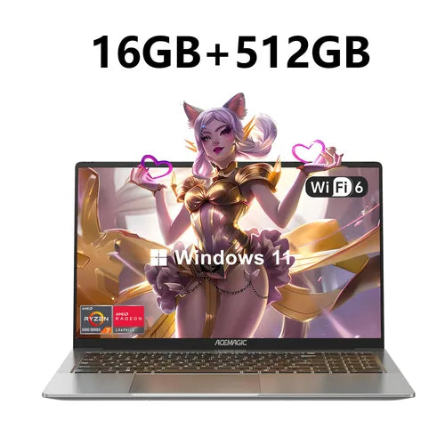 ACEMAGIC Gaming Notebook AMD Ryzen 7 5825U(Beat i7-1265U)Backlit Laptop Keyboard RAM 16GB NVME SSD 512GB 16.1" Full HD 1920x1080