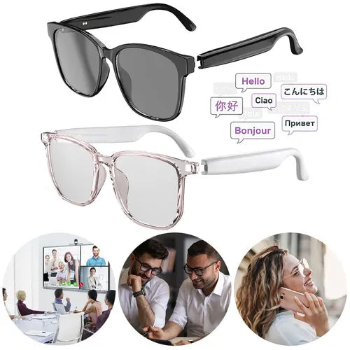 Smart Glasses Earphones Support 75 Languages Automatic Voice Translation AI Glasses for Travel Business Meeting