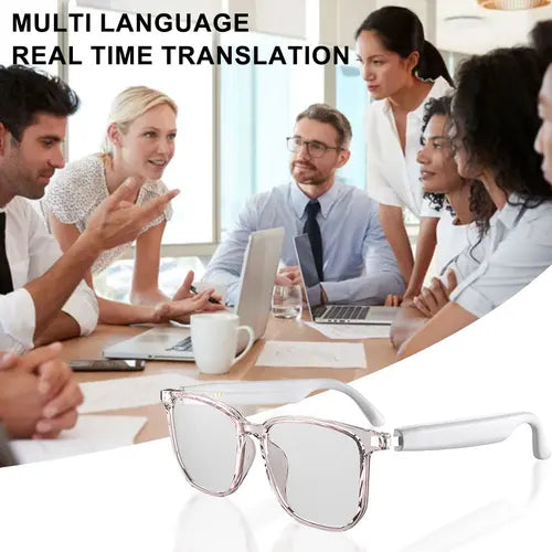 BT 5.4 Smart Glasses Wireless Earbuds Automatic Voice Translation Audio Glasses Support 75 Languages AI Translator Glasses