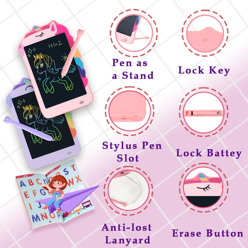 Unicorn-Themed LCD Writing Tablet for Youngsters, 8.5-Inch Educational Doodle Pad with One-Touch Erasing, Durable ABS Material, Perfect Gift for Boys and Girls Ages 3-8 - Ideal for Birthday, Easter, Christmas, Drawing Board, Youngsters Toys