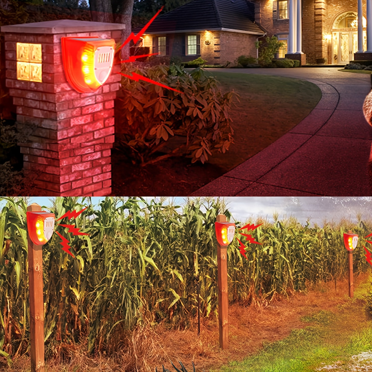 RUOCIN Solar Security Alarm Light with 129dB Gunshot & Dog Barking Sound