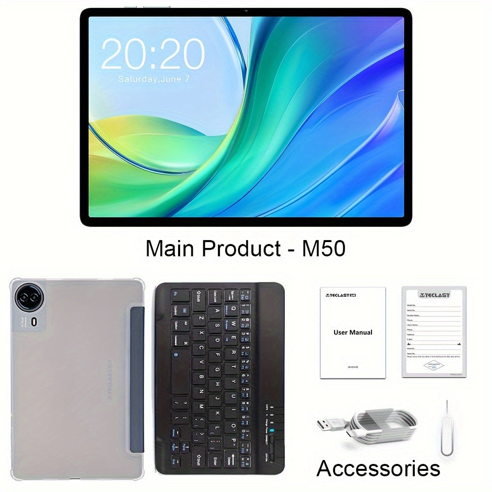 Teclast M50 Tablet with 6GB for RAM, 128GB ROM, and 1TB Expansion - Unisoc T606 8-Core CPU, Mali-G57 GPU, 10.1-inch TDDI Display, LTE Dual SIM Support, for Android 14, 6000mAh Battery, Wi-Fi, 5MP 13MP Cameras, Tablet PC