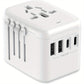 [Popular Choice] 1pc HKLAMIN Compact Travel Adapter with 5-in-1 International Power Plug - Features 3.5A, Dual USB-A Ports & Type-C, PD 20W, QC 18W Fast Charging, AC Outlet - Black, for US, UK, Australia, Asia (Type C/G/A/I), Travel Charging Station|Mode