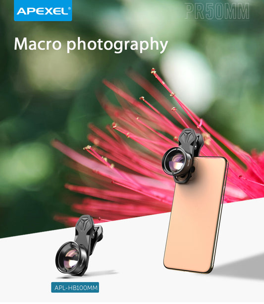 APEXEL HD Optic Camera Phone Lens 100mm Macro Lens With 17mm Universal Clip For IPhone Samsung Xiaomi Most Smartphones