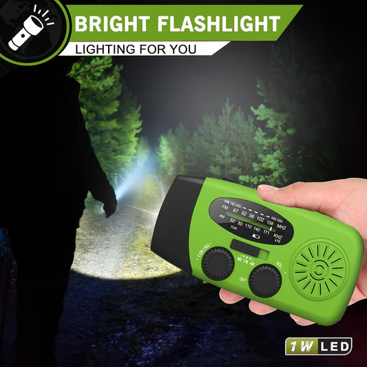 Emergency Hand Crank Radio with 2000mAh Power Bank Phone Charger, AM/FM/NOAA Portable Weather Radio with 3 LED Flashlight, Solar Powered USB Rechargeable Radio for Indoor Outdoor Camping