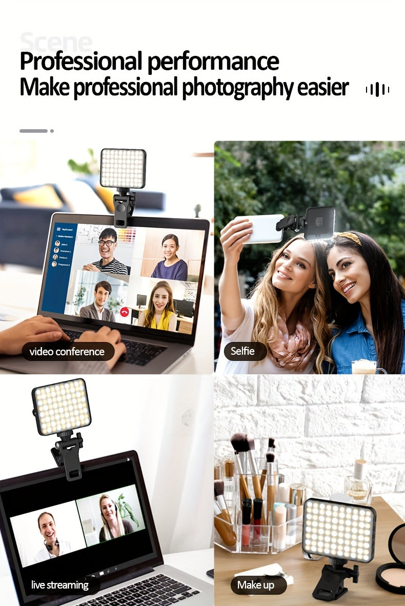 [Popular Choice] HOOSHU Selfie Ring Light Rechargeable 80 LED 3 Models Clip on Selfie Ring Light for Phone, Laptop, Live Stream, Tablet Meeting, Make up