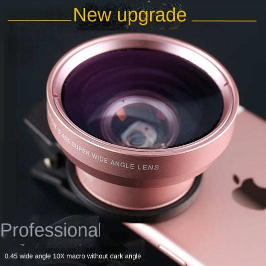 Universal Clip-on High-definition Wide-angle Lens For Smartphones, With A 0.45x Ultra-wide-angle Lens And Macro Lens, Compatible With All Smartphones. Can Be Used As An External Camera For DSLR.