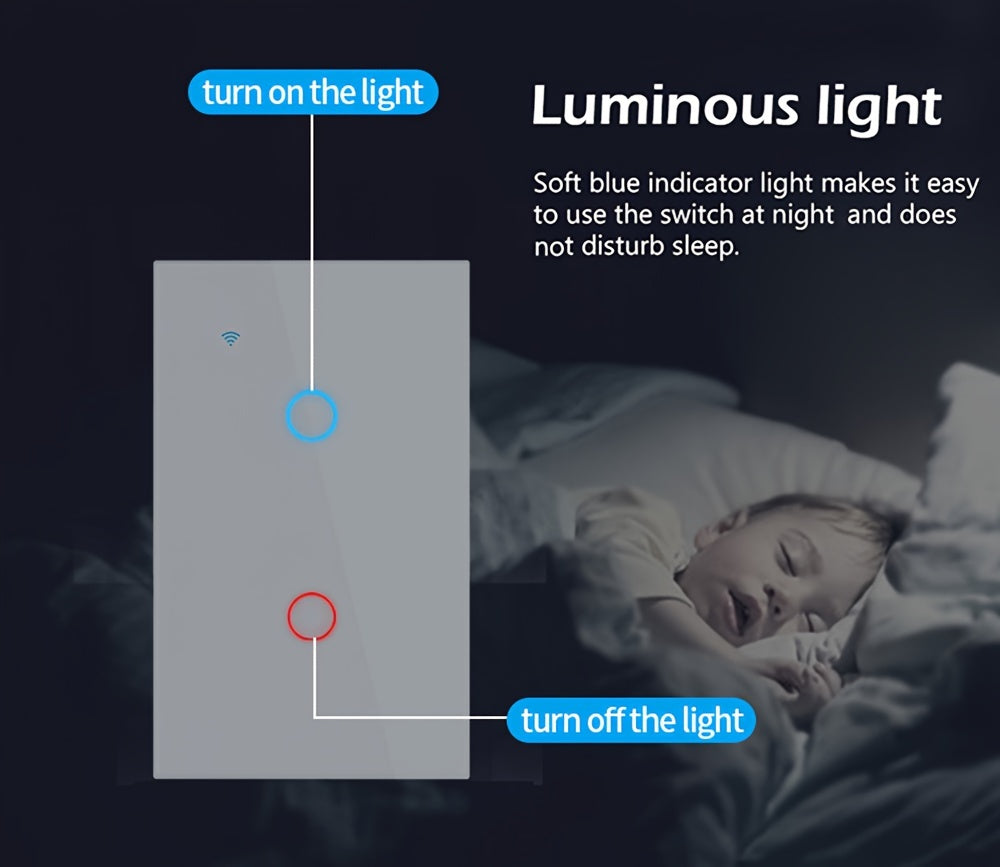 Chevolink WiFi Smart Light for Switch - Touch Control, Voice-Activated with Alexa & Google Home Compatibility, App Remote, Timer Setting, Share Feature - White/Black - For Smart Home Enthusiasts - Ideal for Living Room, Bedroom & Office - Perfect Gift fo