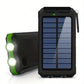 Solar Power Bank: Portable Charger with Dual LED Flashlights, USB Input/Output & Waterproof Solar Panel