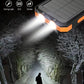 Solar Power Bank: Portable Charger with Dual LED Flashlights, USB Input/Output & Waterproof Solar Panel