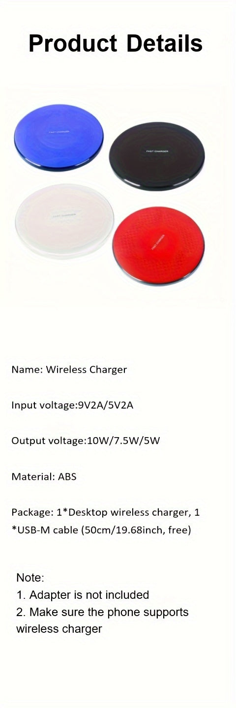 Desktop Disc Fast Wireless Charger 10W Max, for iPhone 16/15/14/13/12/11/8 Series, for Galaxy S23/S22/S21/S20/S10/S9, for Galaxy S24/S23/S22 Ultra, for Google PIXEL 8A/8/8 Pro/Pixel 9 Pro XL/Pixel 9 Pro, Wireless charging station