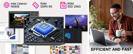 Laptop, 14 Inch 1080p IPS Screen, 8GB DDR4 RAM 512GB SSD, Celeron N5805 CPU, 11, UHD Graphics, Dual Stereo Speakers, 5G WiFi, Type-C - For Students & Professionals - Ideal for Work, Study & Entertainment