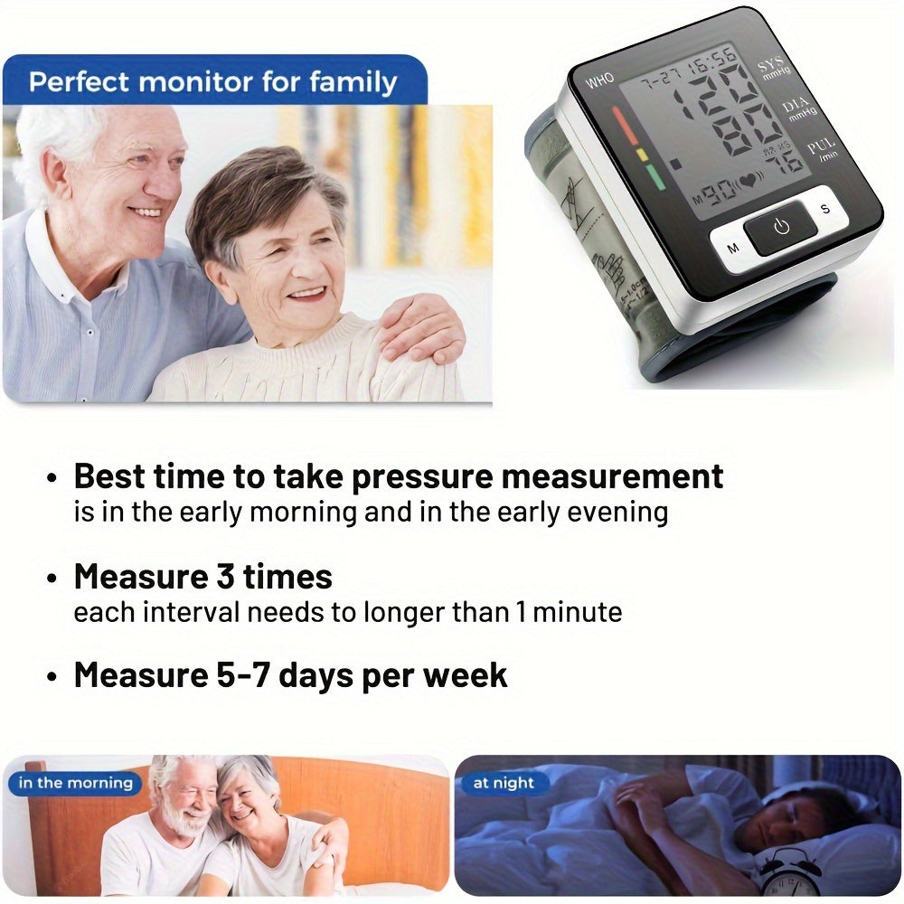 CHANG KUN Premium Wrist Blood Pressure Monitor With Pulse Heart Rate, Blood Pressure Machine With Large LCD Display - Digital Automatic Blood Pressure Wrist Cuff And Carrying Case Included, Health Monitoring For Adult And Older