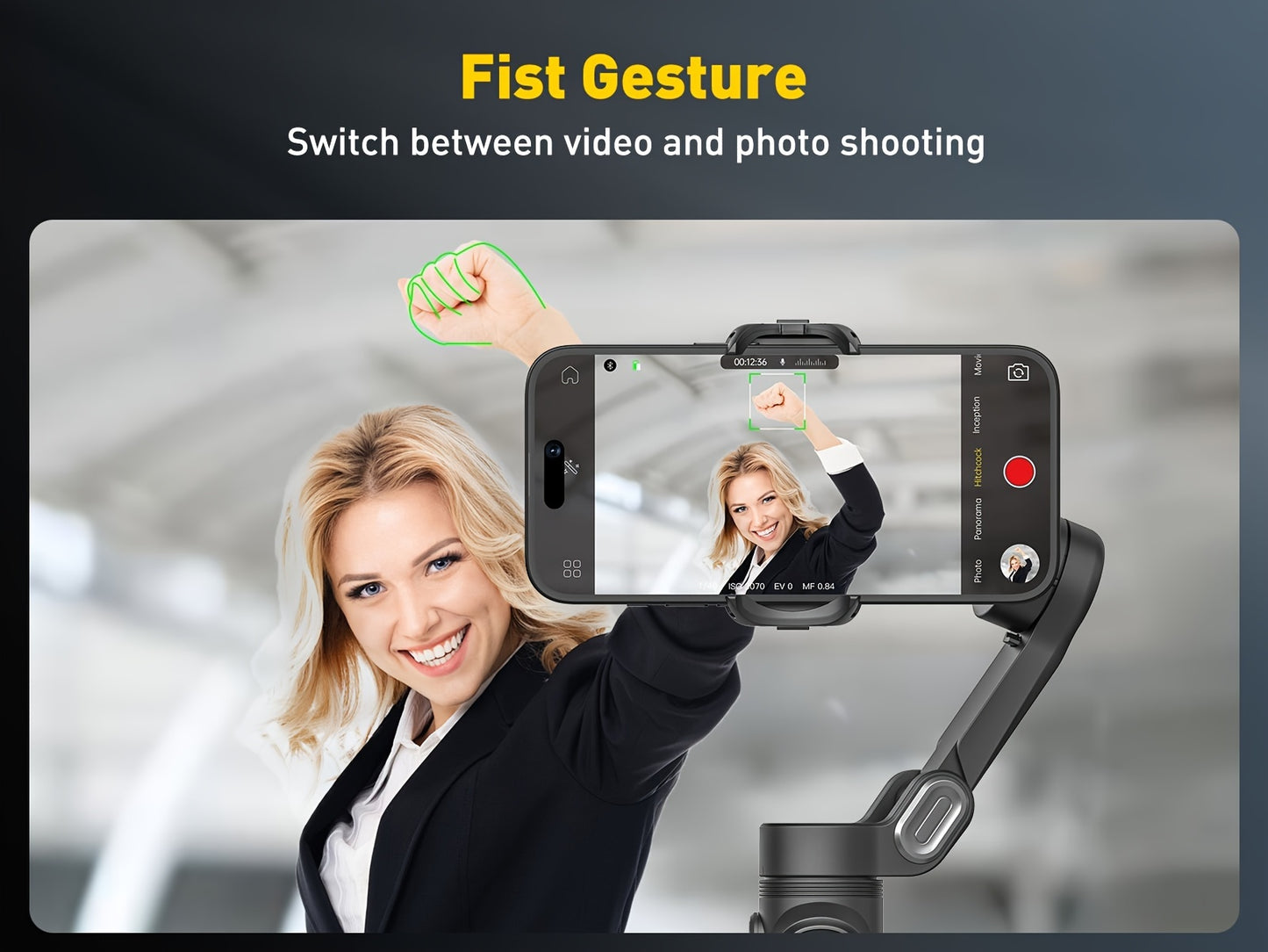 AOCHUAN Smart X Smartphone Gimbal Stabilizer For IPhone 15/14/13 Pro Max - Built-in LED Light, 3-Axis Foldable - For Video Recording & Vlogging - Perfect Gift for Content Creators & YouTubers
