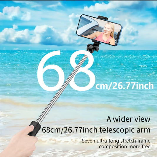 Selfie Pole Fully Automatic Multifunctional Tripod Mobile Phone Holder Desktop Photography Latest Travel Model - Aluminum Alloy - For Smartphone Users - Perfect for Travel, Vlogging & Live Streaming - Ideal Gift for Photographers & Social Media Enthusias