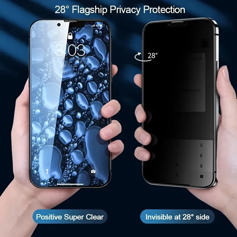 8pcs/set Full Coverage 4pcs Privacy Screen Protector For IPhone 15 Pro Max Glass For IPhone 14 Pro Max 6.7-Inch, With 4pcs Camera Lens Protector, 9H Tempered Glass Film