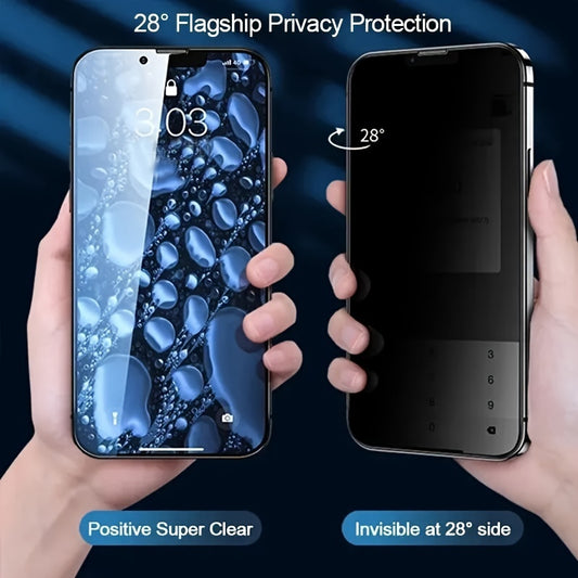 8pcs/set Full Coverage 4pcs Privacy Screen Protector For IPhone 15 Pro Max Glass For IPhone 14 Pro Max 6.7-Inch, With 4pcs Camera Lens Protector, 9H Tempered Glass Film