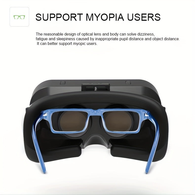 [Popular Choice] Adjustable 3D VR Headset for Smartphones - HD Blu-Ray Lens, Comfortable Nose Pads & Straps, Ideal for Movies & TV, Fits Phones up to 7.2" - Lightweight & Durable