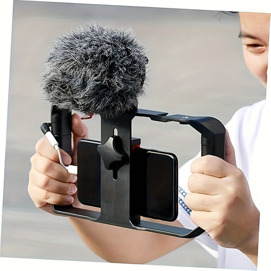 Professional Smartphone Stabilizer Gimbal - Handheld & Tripod Mount, Smooth Video Shooting, Portable Black Phone Frame, ABS Material, Non-Waterproof