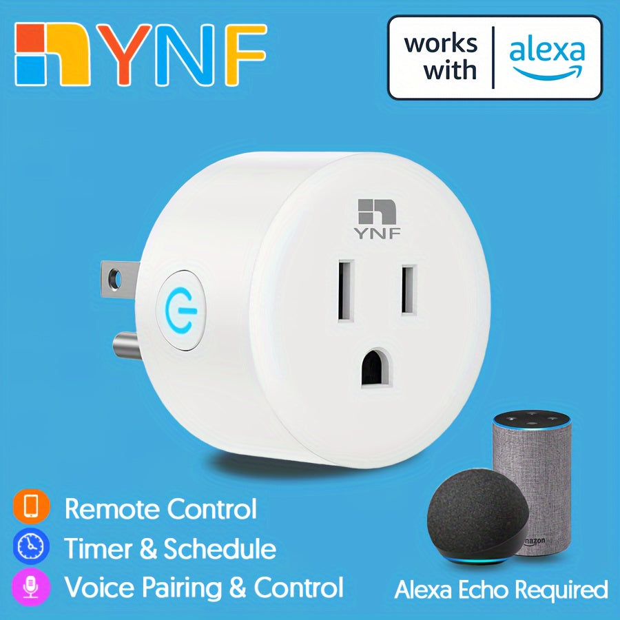 YNF Smart Plug Compatible With Alexa, Easy Setup With Voice Commands, Voice And Remote Control, Timer & Scheduling, Group Control, Stable Connection, Requires Alexa Echo