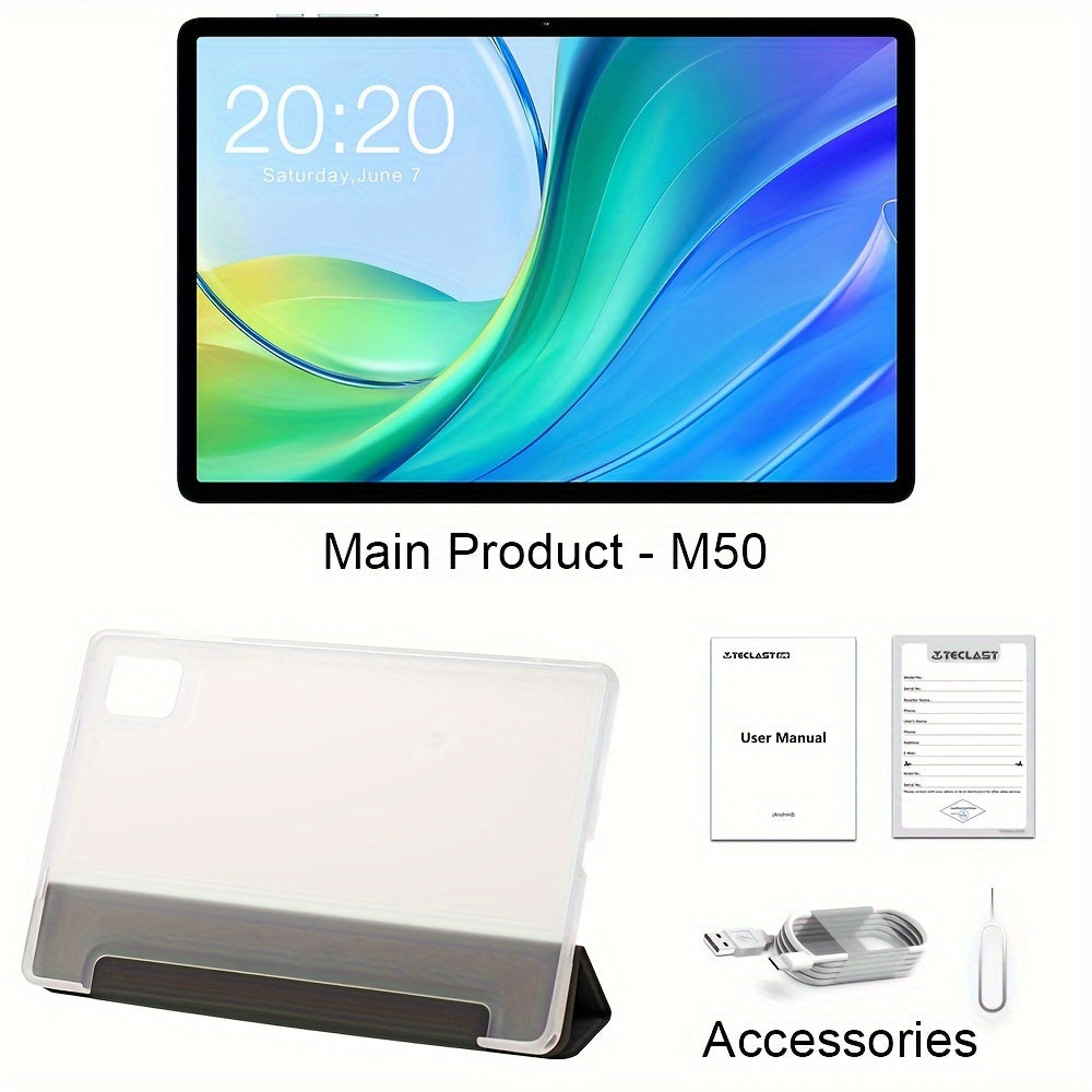 Teclast M50 Tablet with 6GB for RAM, 128GB ROM, and 1TB Expansion - Unisoc T606 8-Core CPU, Mali-G57 GPU, 10.1-inch TDDI Display, LTE Dual SIM Support, for Android 14, 6000mAh Battery, Wi-Fi, 5MP 13MP Cameras, Tablet PC