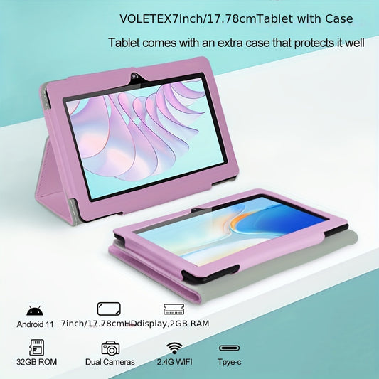 ATMPC 7-Inch for Android Tablet with Case - Quad Core, HD IPS Display, Dual Cameras, WiFi, USB-C Charging, 2GB for RAM, 32GB Storage