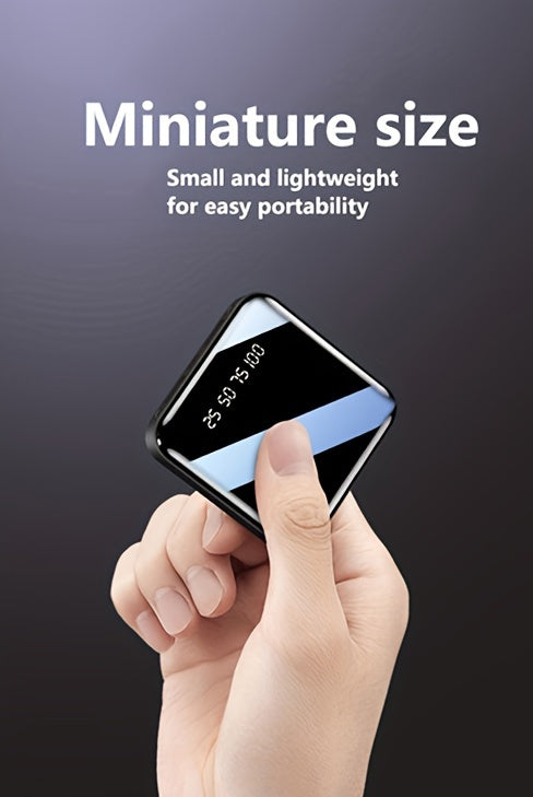 Hinne 10000mAh large capacity mobile power 5V2.1A Portable USB charger Charging bank suitable for Android/Apple devices (2xUSB output), with LED lighting, LED digital power display, safe and stable polymer lithium battery