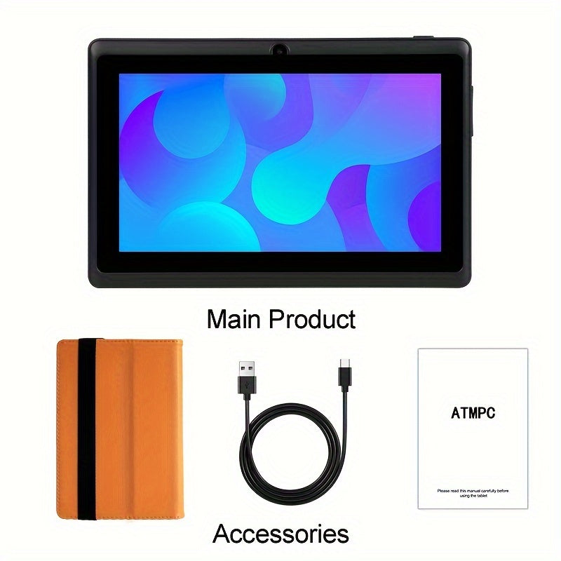 ATMPC 7-Inch for Android Tablet - Quad Core, HD IPS Display, Dual Cameras, WiFi, 2GB for RAM, 32GB Storage with Case - 2023 Model