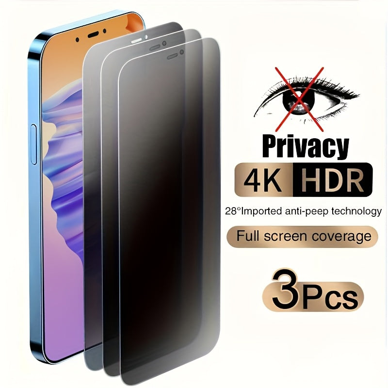 3Pcs Anti-Spy Screen Protector For iPhone 11 12 13 PRO MAX