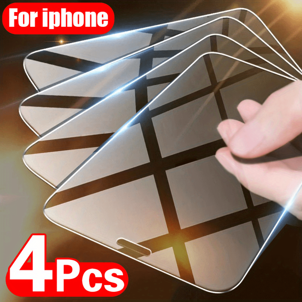 4pcs Tempered Glass for iPhone 11 12 13 14 Pro Max Glass Screen Protector Full Cover 9H HD Film Glass for Apple iPhone X XR XS Max 12 13 Mini